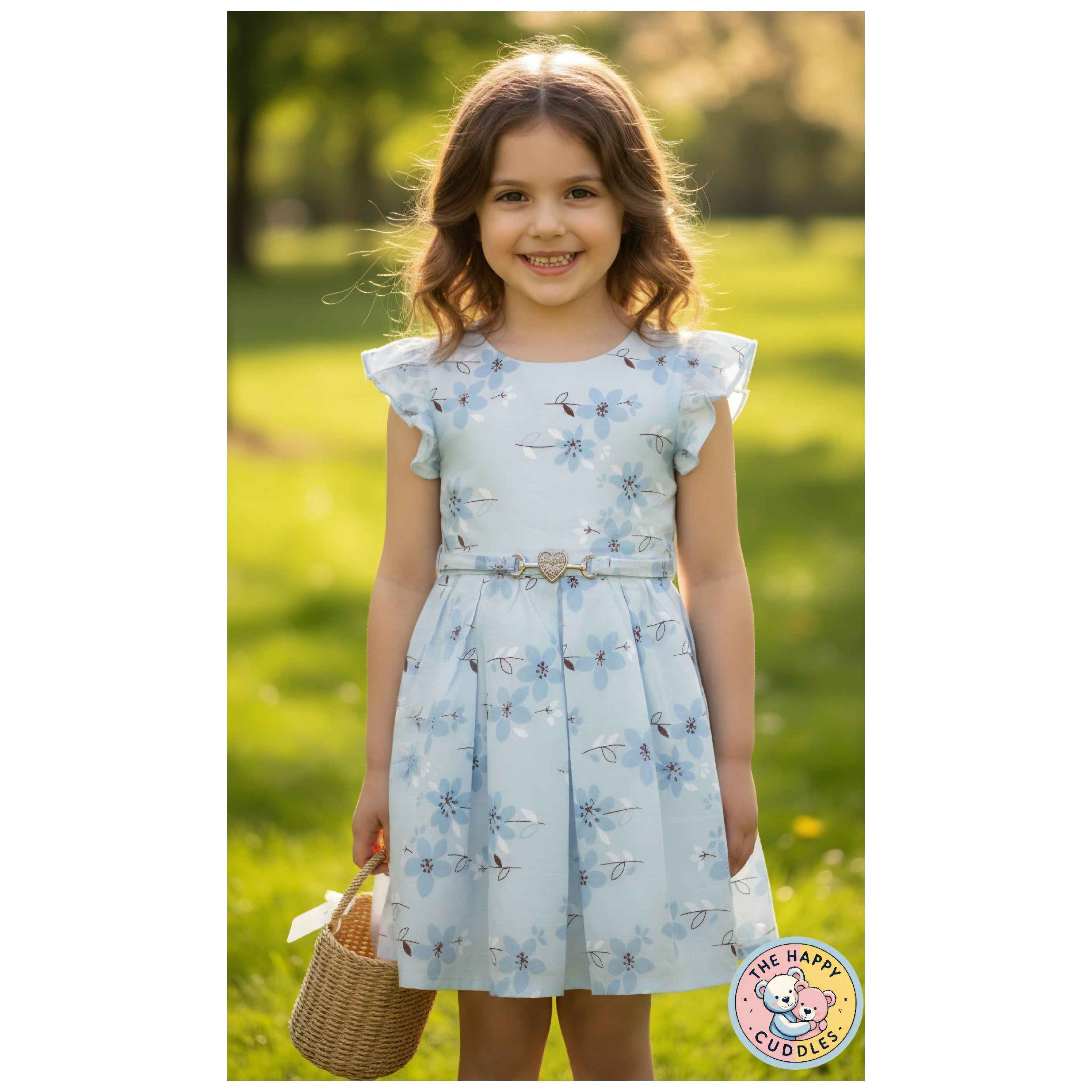 A soft, pastel sky blue A-line dress
