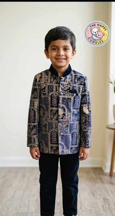 Boys Designer Midnight Navy & Gold Festive Kurta Set