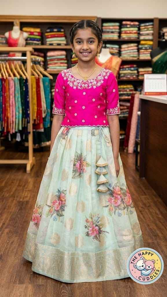 GIRLS PARTY WEAR - 2 PIECE - PINK GREEN