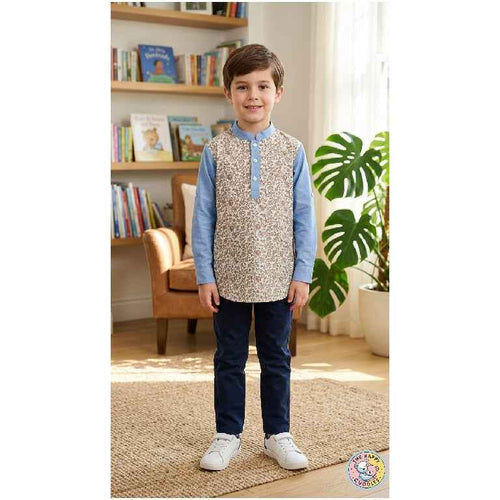 Boys Floral Mandarin Top