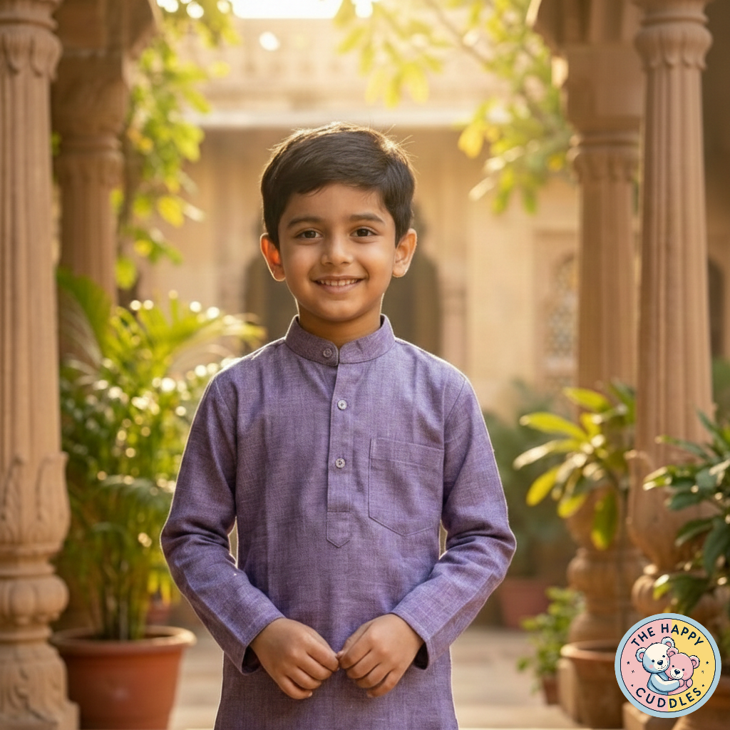 Plain Kurta Top for Boys Lavender