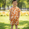 Orange Shirt Short Set