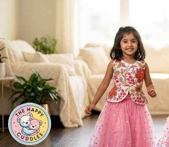 Girls Festive Floral & Pink Tulle Dress