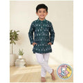 Festive Boys Kurta set- Green and White