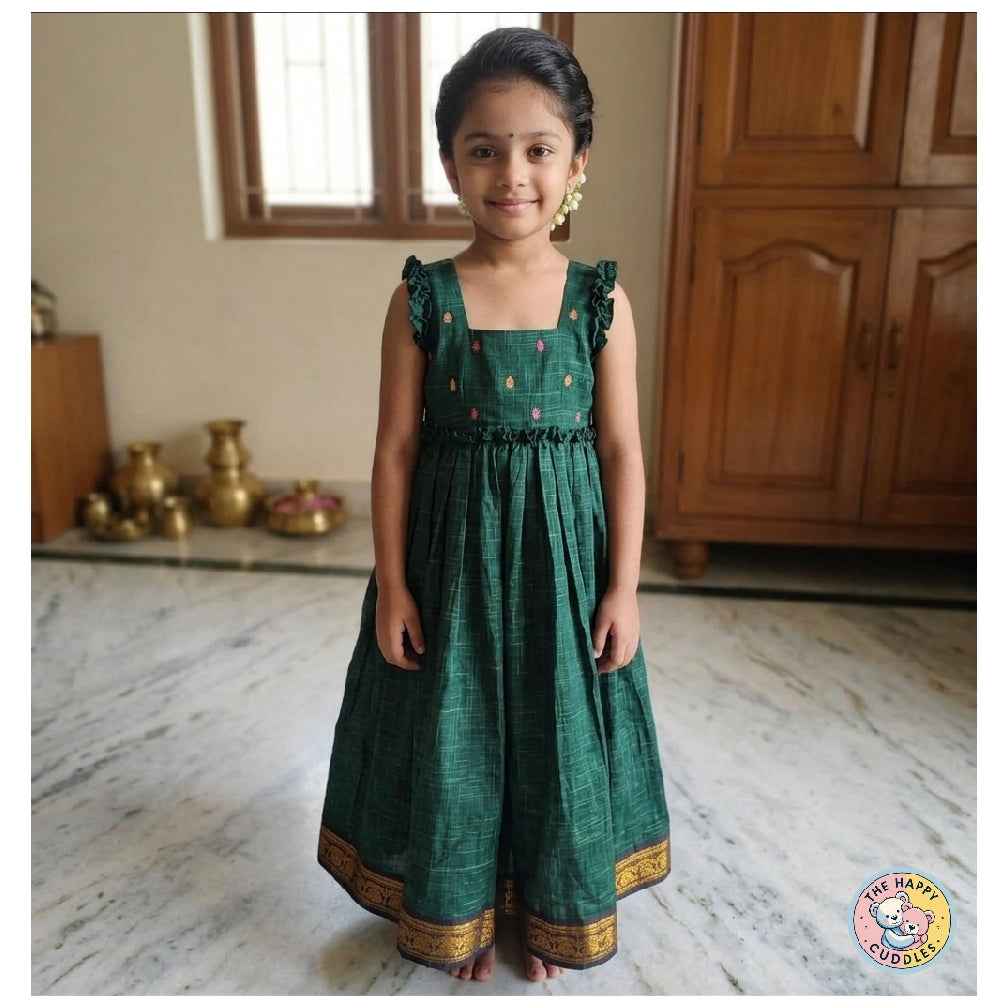 Forest green handloom cotton