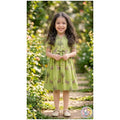 Girls Green Jungle Animal Print Frock