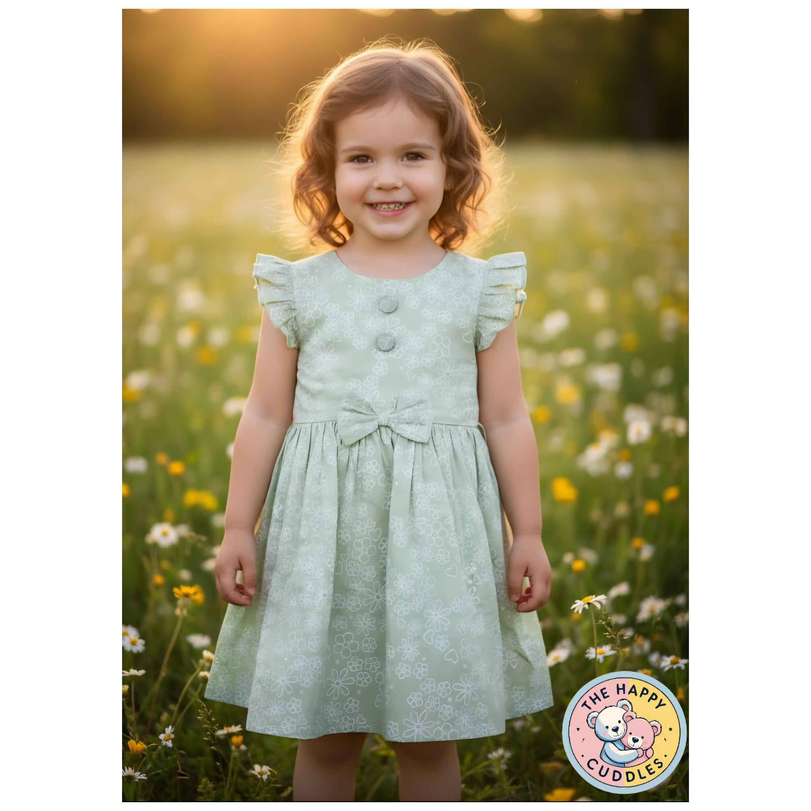 outlined daisies, smaller flowers, and tiny hearts.