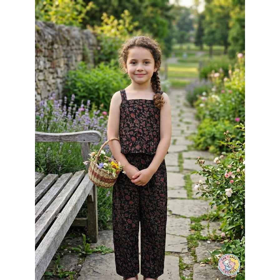 Midnight Garden Cotton Co‑ord Set- Black