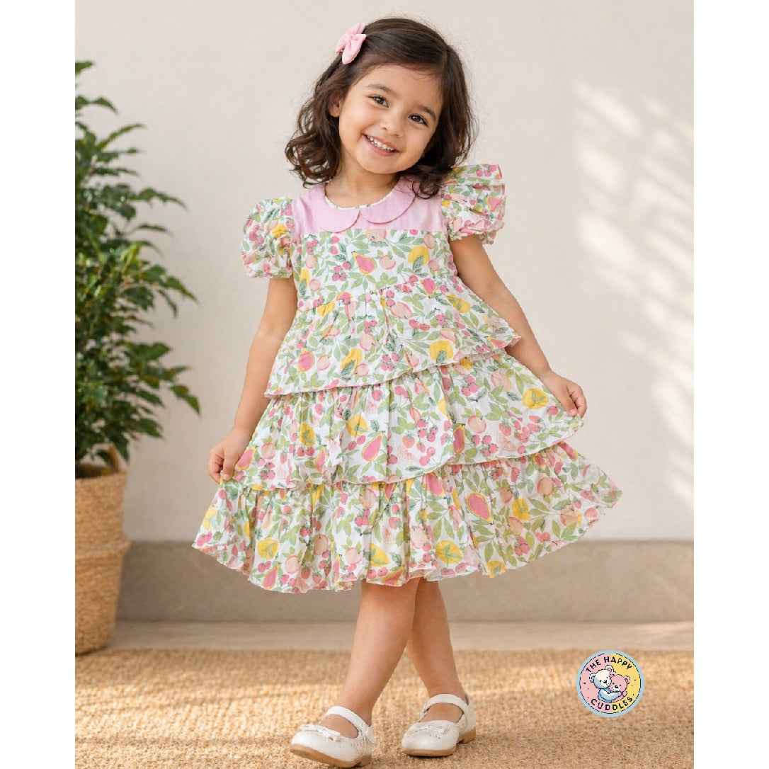 Summer Sorbet Ruffle Dress Double Muslin