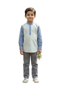 Boys Pastel Blue Floral Shirt