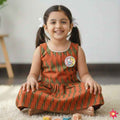 Premium Ikat Handloom Frock- Orange
