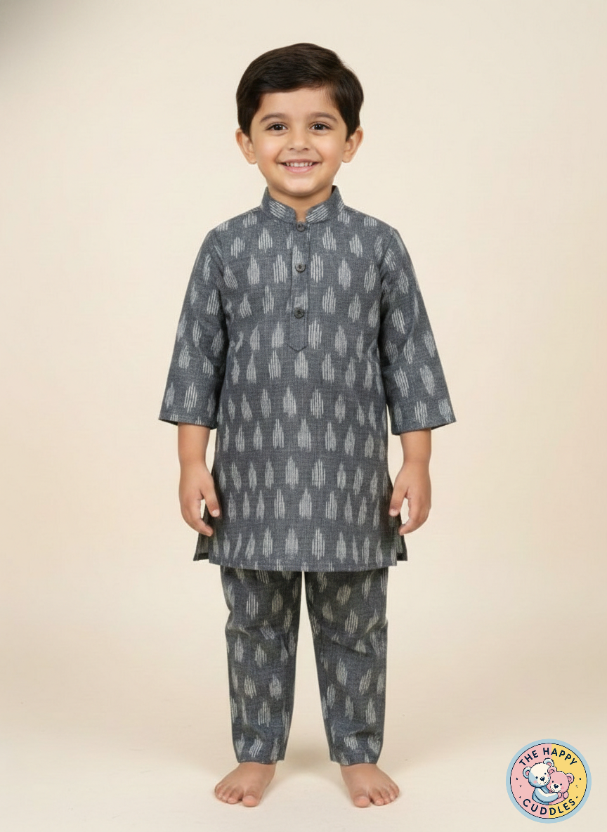 Premium Handspun cotton Boys suit Grey