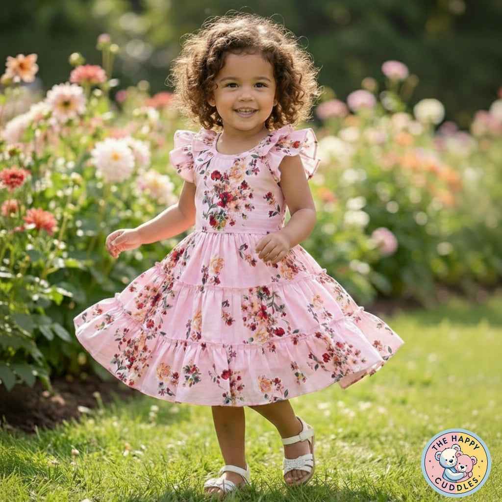 Pastel pink floral twirl dress