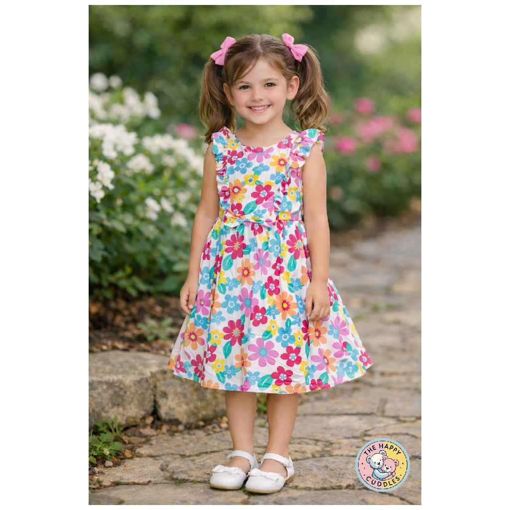 HappyCuddles Rainbow Garden Floral Dress