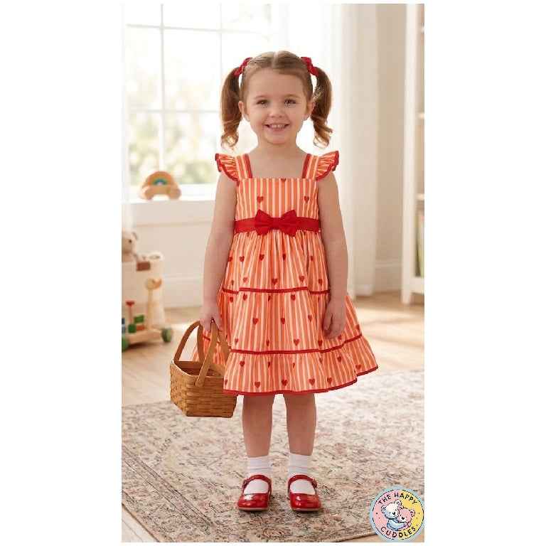 Orange Cherry Heart Flutter Dress