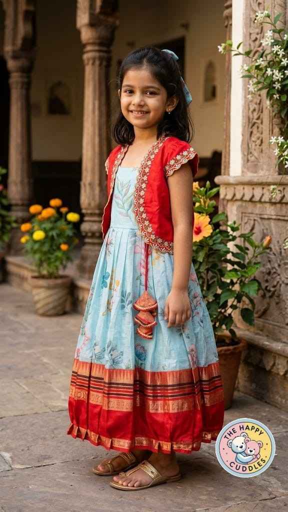 GIRLS PARTY WEAR - 2 PIECE - RED BLUE