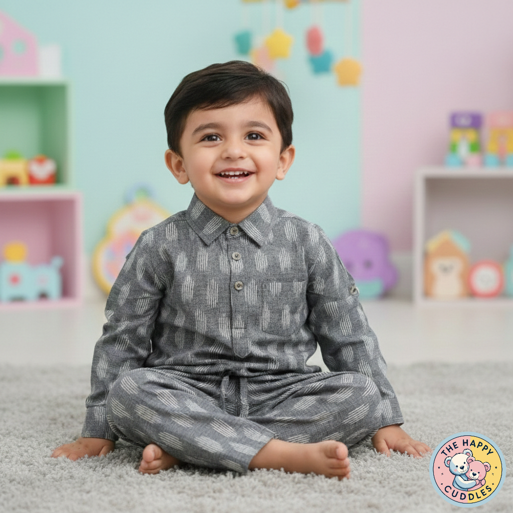 Premium Handspun cotton Boys suit Grey