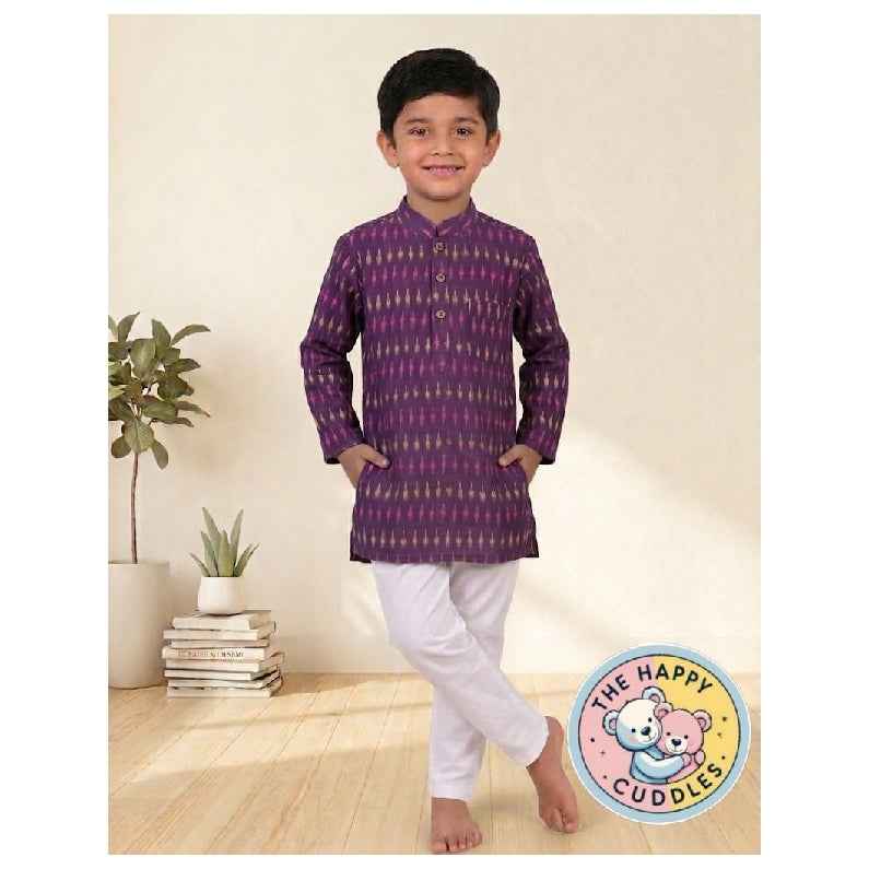 Festive handloom Cotton Kurta Set - PINK