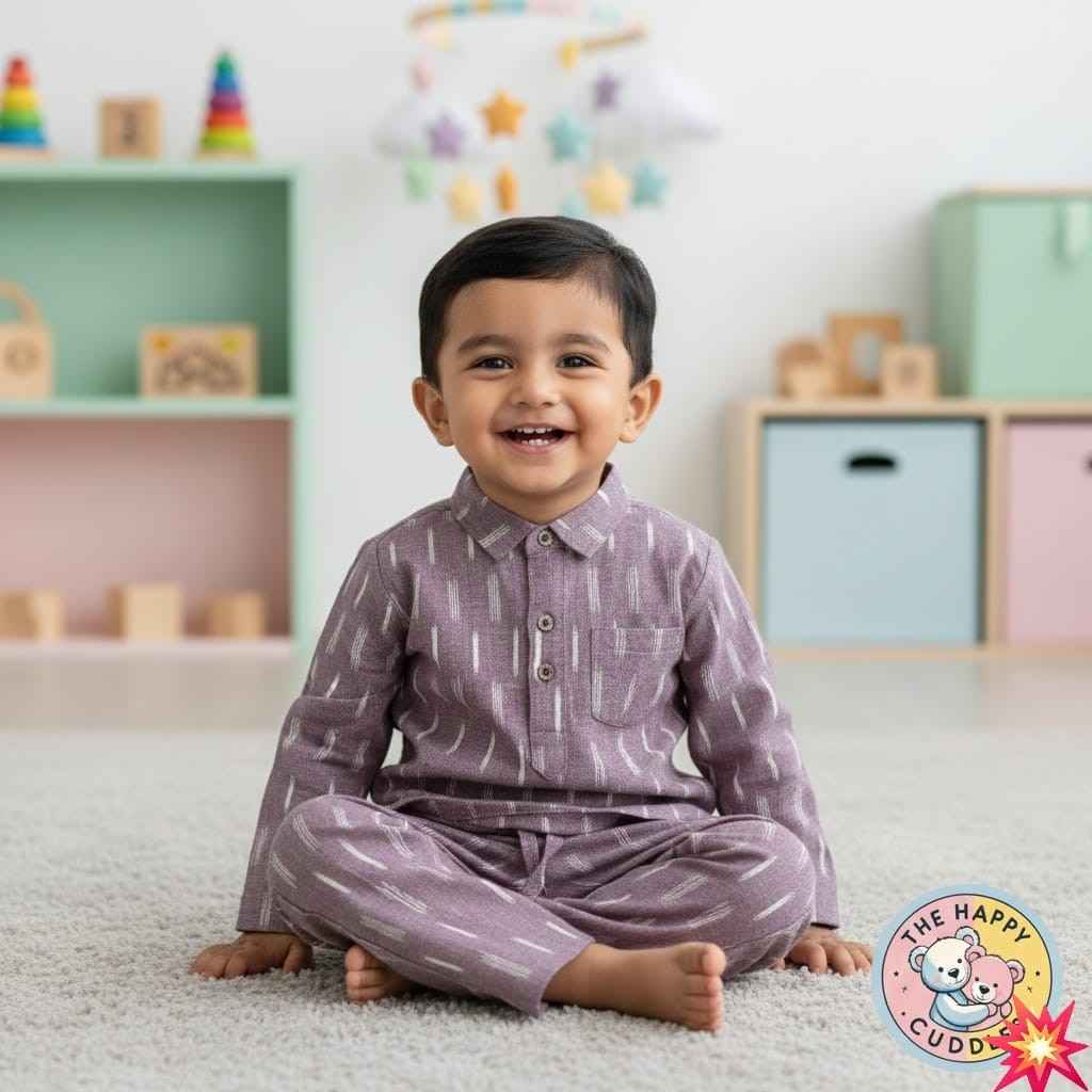 Premium Handspun cotton Boys suit mauve-purple