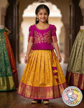 Yellow and Pink Pattu Lehenga Set