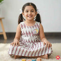 Premium Ikat Handloom Frock- white