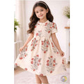White With Red Flower Print Frock
