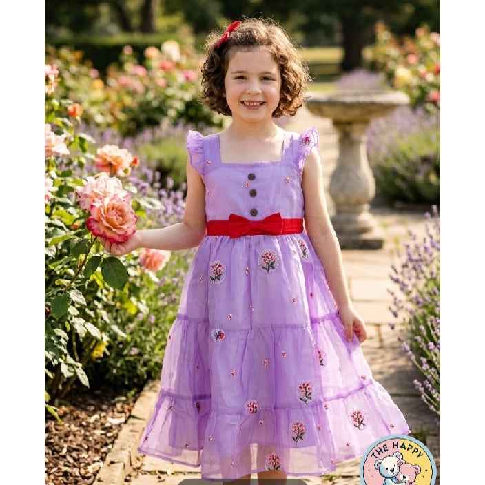 purple Blossom Mul Chanderi Frock