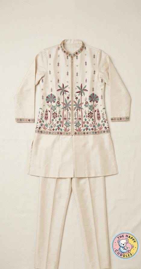 Boys Premium Cream & Gold HeritageTree Kurta Set
