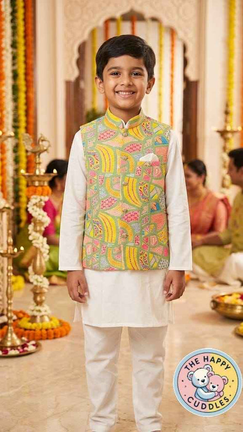 Boys Festive  Multicolored Kurta set