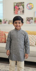 Plain Kurta Top for Boys Grey