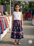 Two-piece coordinated skirt set (top and midi skirt)