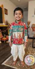 Boys' Festive Artistry Kurta Set with Dhoti Pants