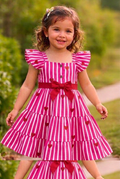 Raspberry Pink Hearts & Stripes Frock