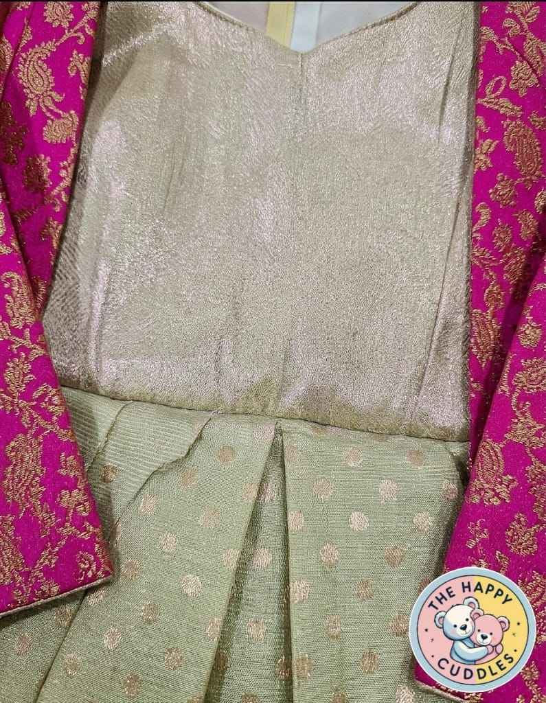 Girls Majestic Rose & Beige Embroidered Lehenga Set