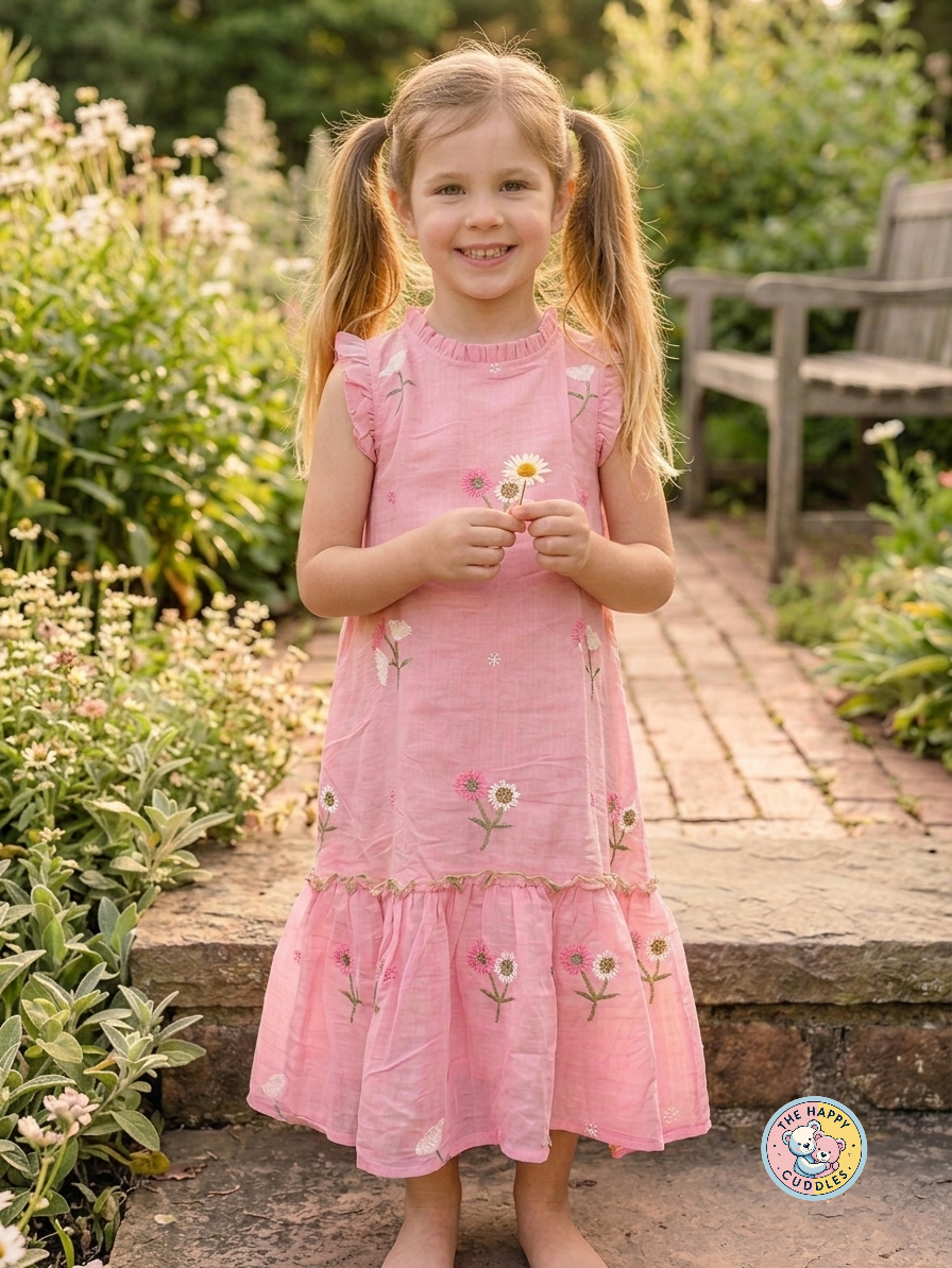 Girl Premium Mulchanderi Pink Frock