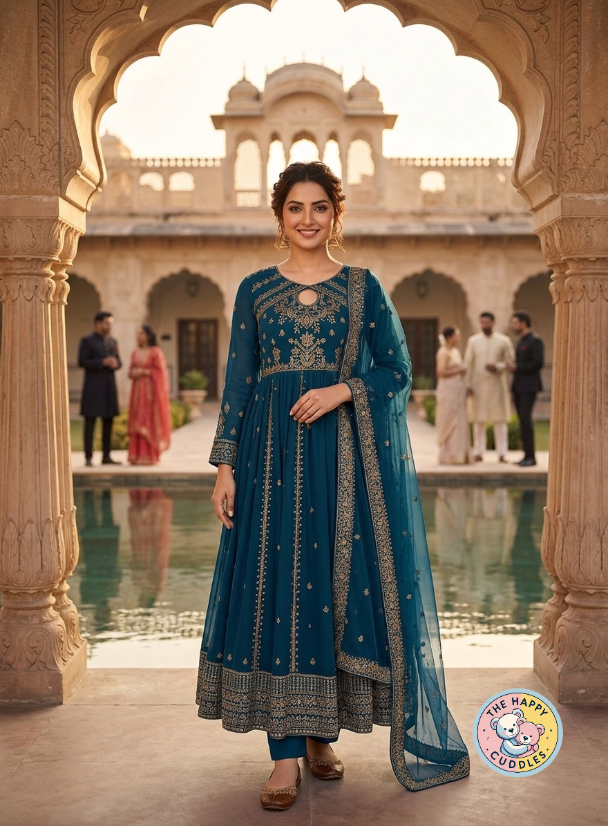 Blue Embroidered Anarkali Gown