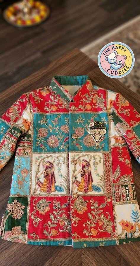 Boys' Festive Artistry Kurta Set with Dhoti Pants