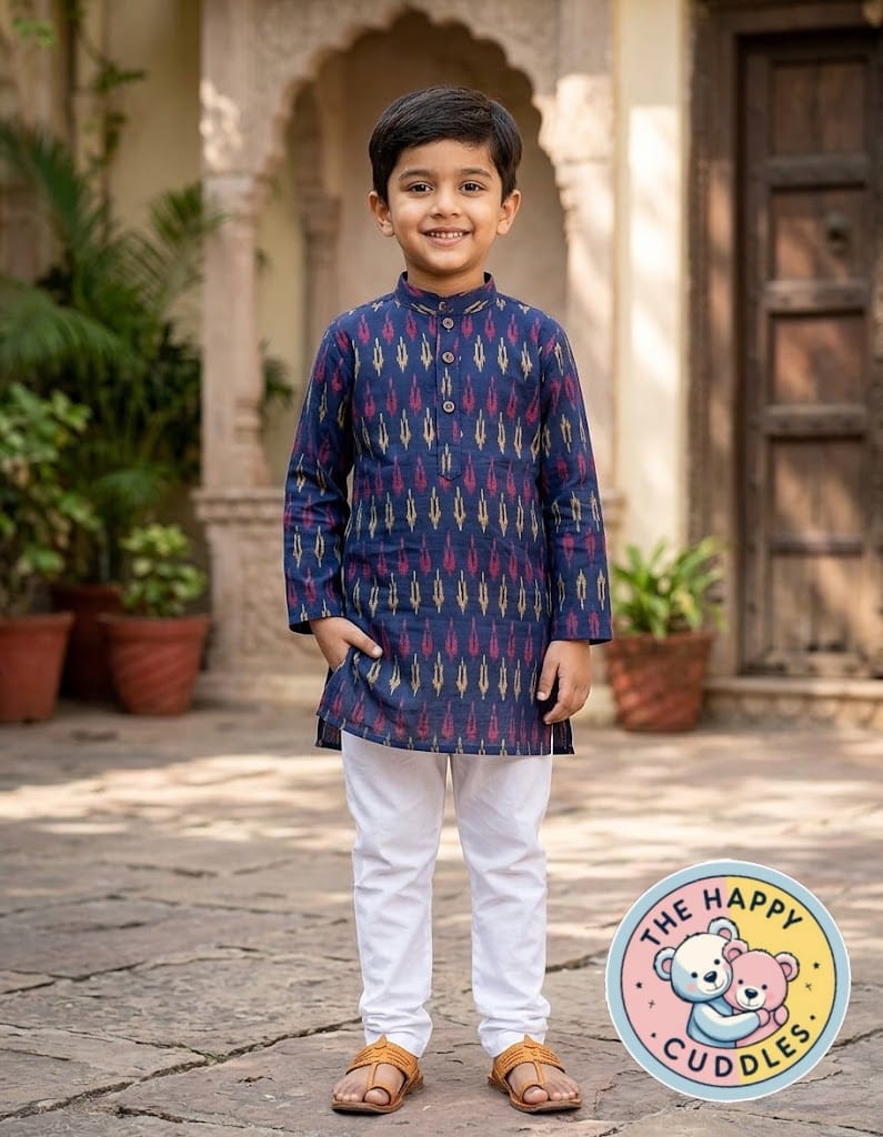 Navy blue with pink kurtha set