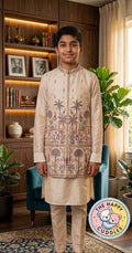 Boys Premium Cream & Gold HeritageTree Kurta Set