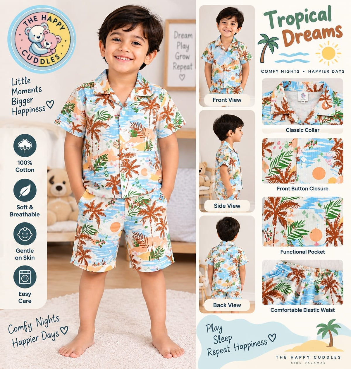 Beach kids shirt and short set cotton