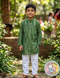 Festive handloom Cotton Kurta Set - FULL GREEN