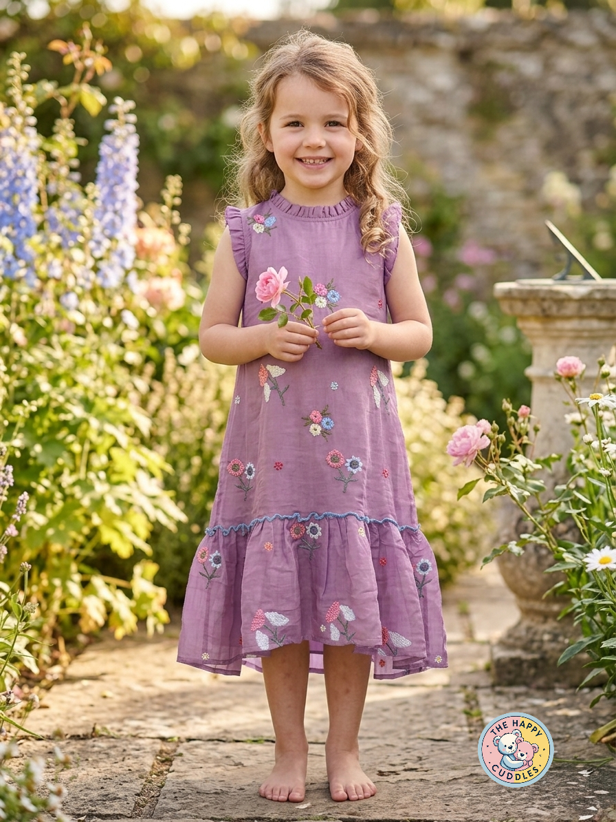 Girl Premium Mulchanderi Lavender Frock